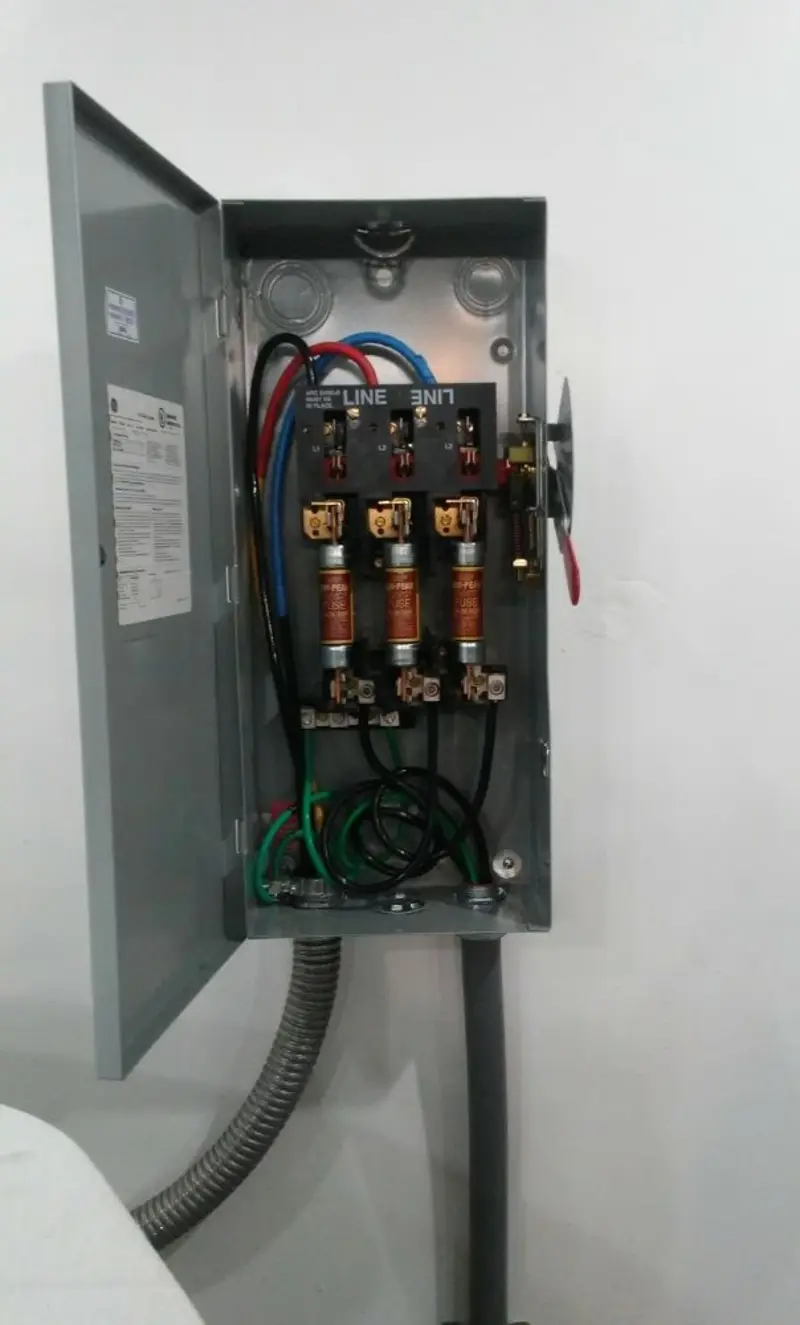 Three-phase disconnect switch installed for Smoke Detector Installation in Cadillac